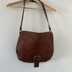 Brown Faux Leather Shoulder Bag